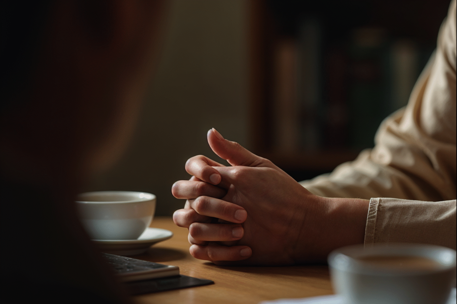 A man sitting for personal consultation